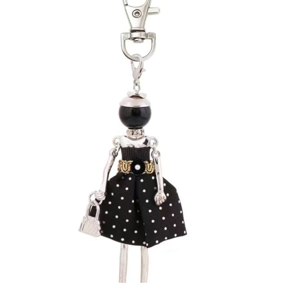 1 LEFT! Cute Polka Dot Lady Fashion Dress Keychain - Picture 3 of 3